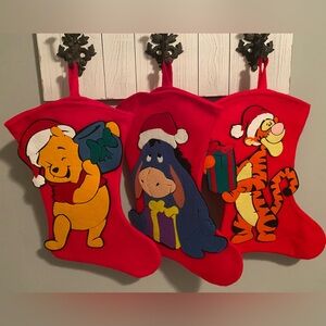 Winnie the Pooh Tigger Eeyore Christmas Stockings 3D Felt vintage